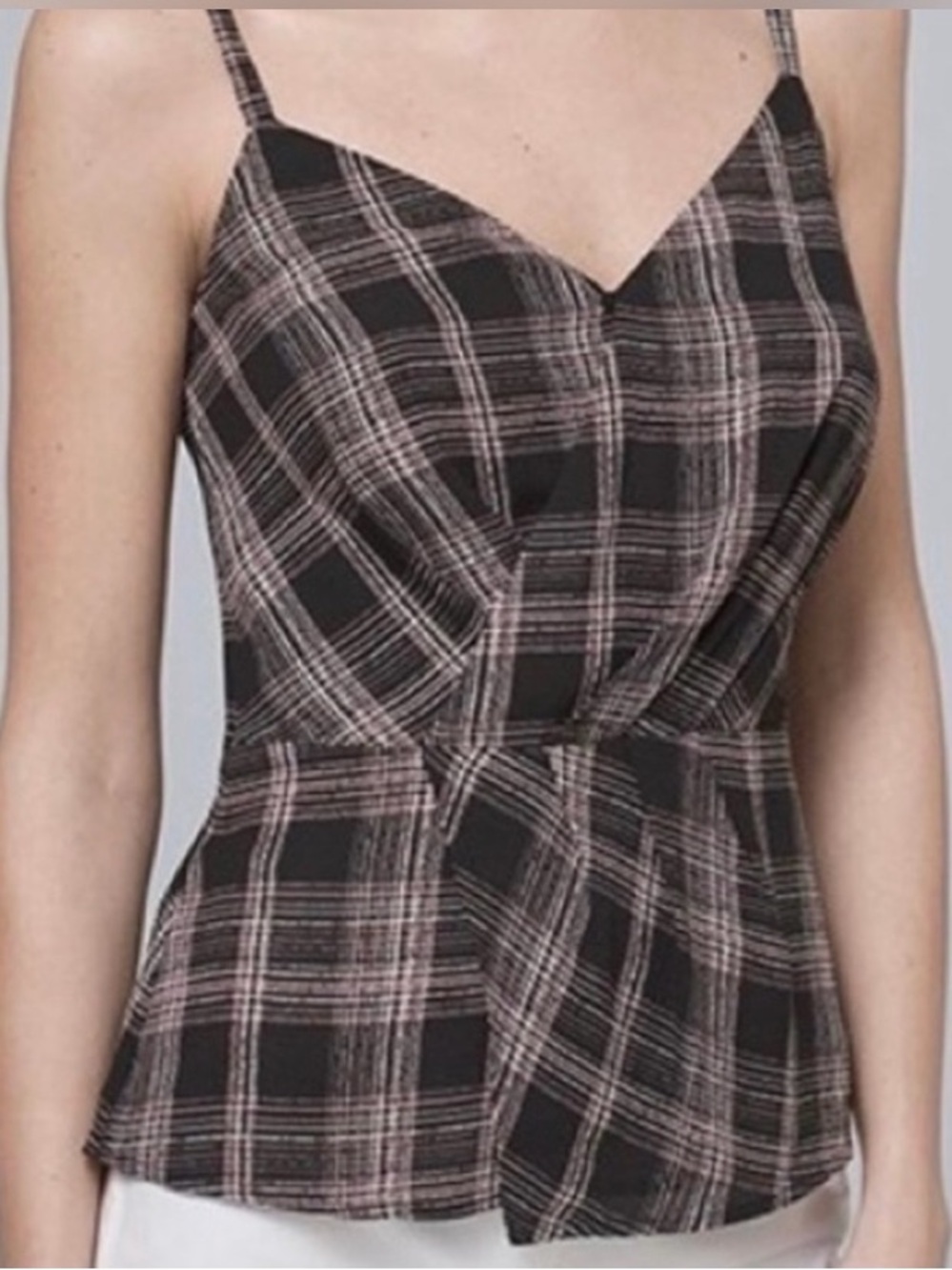 WHITE HOUSE BLACK MARKET Plaid Camisole Blouse